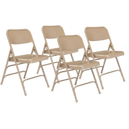 Picture of National Public Seating Steel Triple Brace Folding Chairs, Beige, Pack Of 4