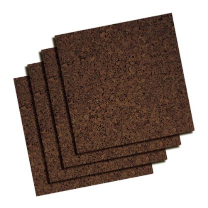 Picture of Quartet Cork Bulletin Board Tiles, 12in x 12in, Dark Finish Brown, Pack Of 4