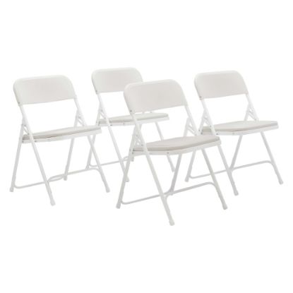 Picture of National Public Seating Lightweight Plastic Folding Chairs, White, Set Of 4 Chairs