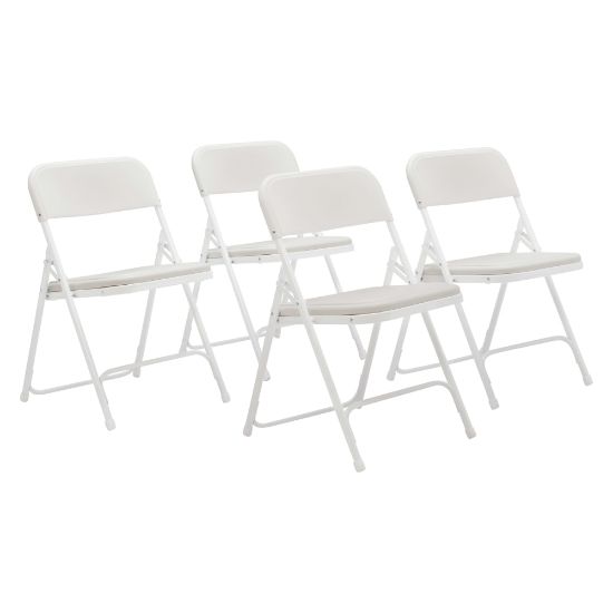 Picture of National Public Seating Lightweight Plastic Folding Chairs, White, Set Of 4 Chairs