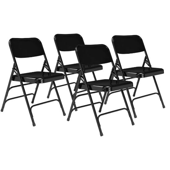 Picture of National Public Seating Steel Triple-Brace Folding Chairs, Black, Set Of 4 Chairs