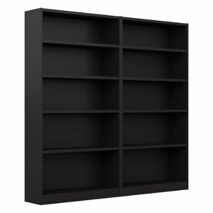 Picture of Bush Furniture Universal 72inH 5-Shelf Bookcases, Black, Set Of 2 Bookcases, Standard Delivery