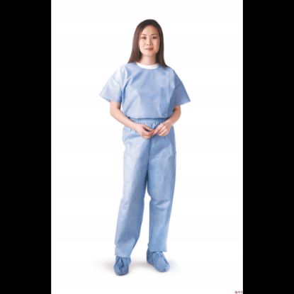 Picture of Medline Disposable Elastic-Waist Scrub Pants, X-Large, Blue, Case Of 30