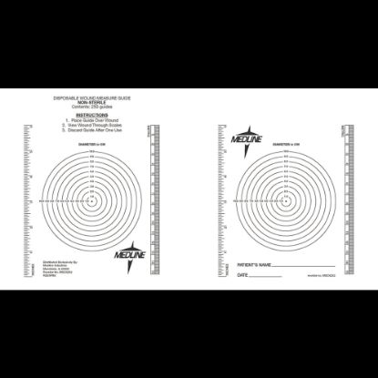 Picture of Medline Latex-Free Wound Measuring Bulls-Eye/Ruler, 8 1/2in x 6 1/2in, Black/Clear, Bag Of 250