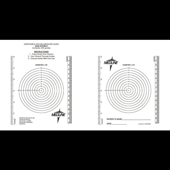 Picture of Medline Latex-Free Wound Measuring Bulls-Eye/Ruler, 8 1/2in x 6 1/2in, Black/Clear, Bag Of 250