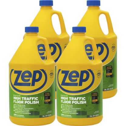 Picture of Zep High-Traffic Floor Finish - 128 fl oz (4 quart) - 4 / Carton - Clear, Green