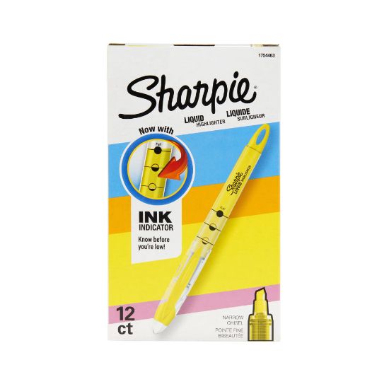 Picture of Sharpie Liquid Highlighters, Chisel Tip, Fluorescent Yellow, 12 Count