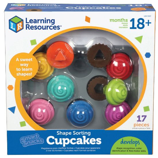 Picture of Learning Resources Smart Snacks Shape-Sorting Cupcakes, 2in x 1 1/2in, Assorted Colors, Grades Pre-K - 1, Pack Of 9