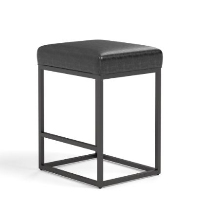 Picture of ALPHA HOME Faux Leather Counter-Height Stool, Black