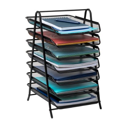 Picture of Mind Reader 7-Tier Paper Tray, Metal Mesh, 20inH x 13-3/4inW x 11-3/4in L, Black