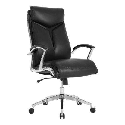 Picture of Realspace Modern Comfort Verismo Bonded Leather High-Back Executive Office Chair, Black/Chrome, BIFMA Compliant