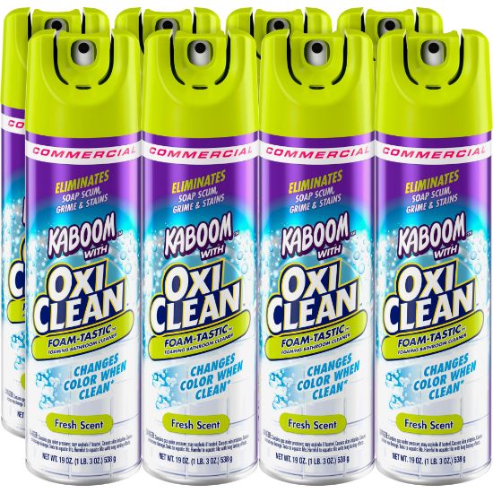 Picture of Kaboom Foam-Tastic Bathroom Cleaner - For Multi Surface - Ready-To-Use - 19 oz (1.19 lb) - Fresh Scent - 8 / Carton - Scrub-free - Clear