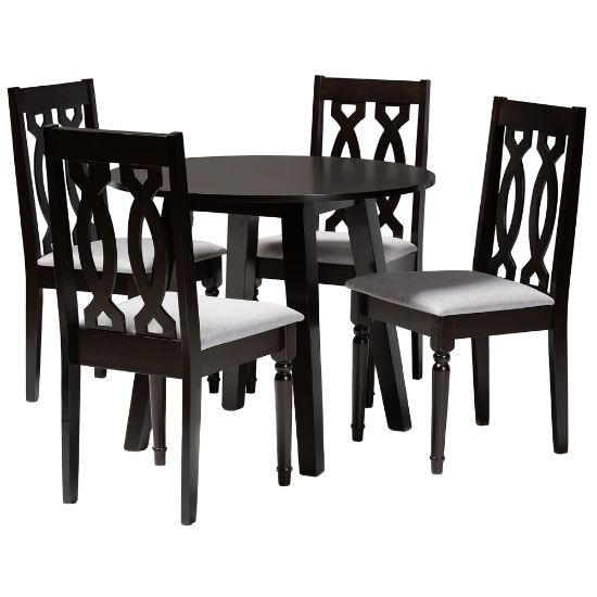 Picture of Baxton Studio Imogen Dining Set, 29-15/16inH x 35-7/16inW x 35-7/16inD, Gray/Dark Brown