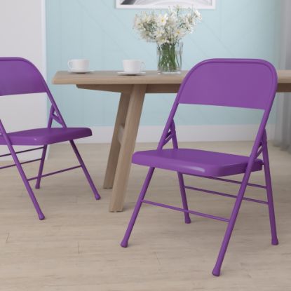 Picture of Flash Furniture HERCULES COLORBURST Metal Triple-Braced Folding Chair, Impulsive Purple