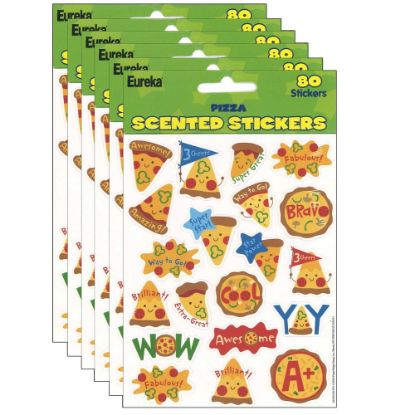 Picture of Eureka Scented Stickers, Pizza, 80 Stickers Per Pack, Set Of 6 Packs