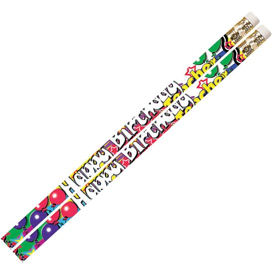 Picture of Musgrave Pencil Co. Motivational Pencils, 2.11 mm, #2 Lead, Happy Birthday From Your Teacher, Multicolor, Pack Of 144