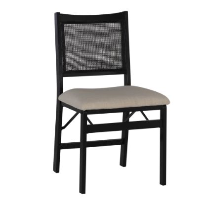 Picture of Powell Menlo Rattan Cane Folding Chair, Black/Beige