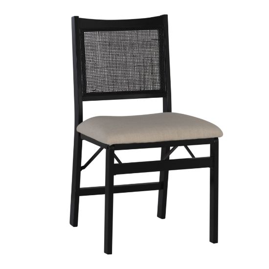 Picture of Powell Menlo Rattan Cane Folding Chair, Black/Beige