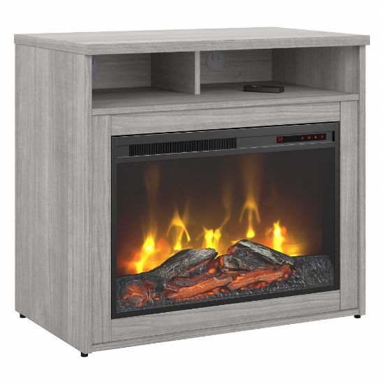 Picture of Bush Business Furniture Studio C 32inW Electric Fireplace With Shelf, Platinum Gray, Standard Delivery