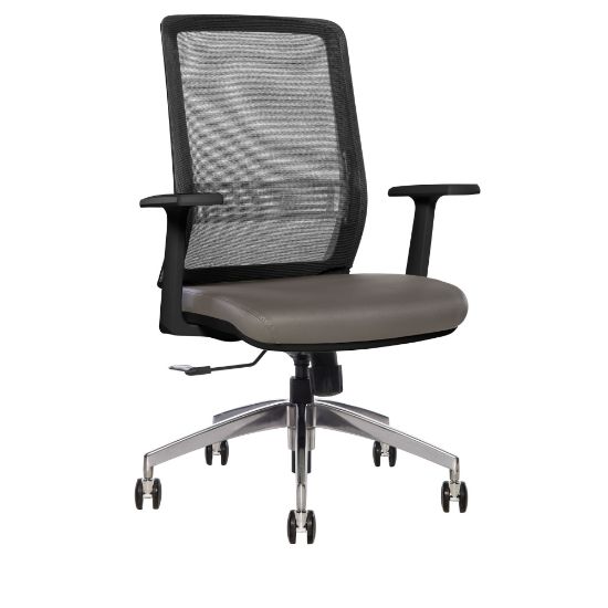 Picture of Sinfonia Sing Ergonomic Mesh/Fabric Mid-Back Task Chair With Antimicrobial Protection, Fixed T-Arms, Black/Gray/Black