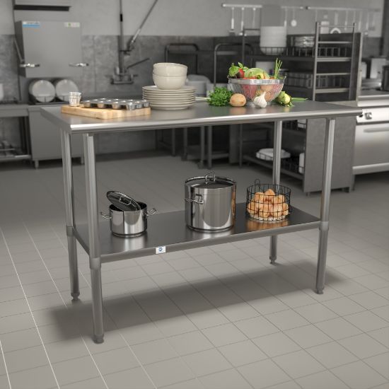 Picture of Flash Furniture Stainless Steel Prep And Work Table, 34-1/2inH x 48inW x 24inD, Silver