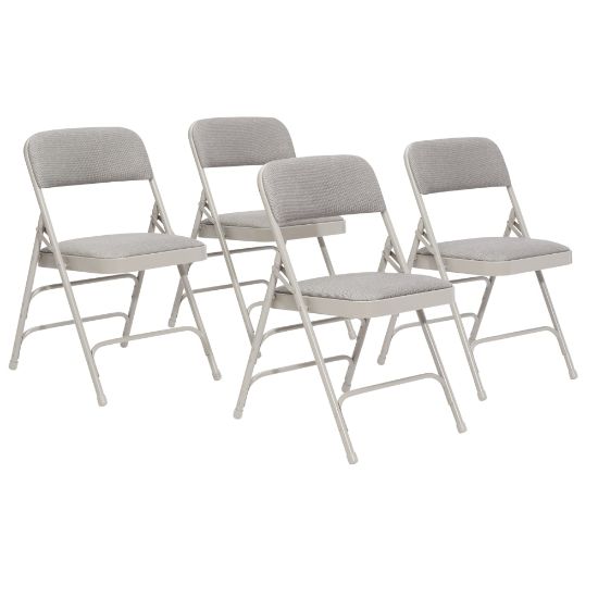 Picture of National Public Seating Fabric Upholstered Triple Brace Folding Chairs, Gray, Pack Of 4