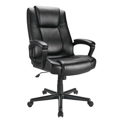 Picture of Realspace Hurston Bonded Leather High-Back Executive Office Chair, Black, BIFMA Compliant