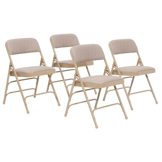 Picture of National Public Seating Upholstered Triple-Brace Folding Chairs, Beige, Set Of 4 Chairs