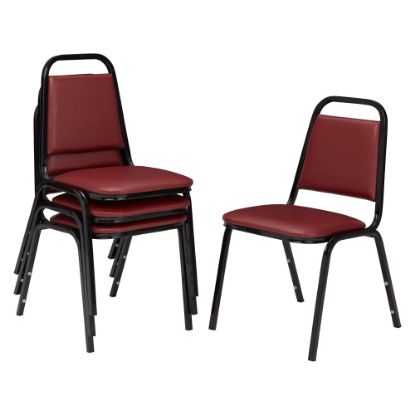 Picture of National Public Seating Standard Vinyl Padded Banquet Stack Chair, Burgundy/ Black, Pack Of 4