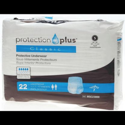 Picture of Protection Plus Classic Protective Underwear, Small, 20 - 28in, White, 22 Per Bag, Case Of 4 Bags