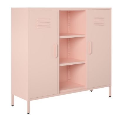 Picture of Ameriwood Home Mission District Metal 2-Door Locker Console Table, 40inH x 43-5/16inW x 13-13/16inD, Pale Pink