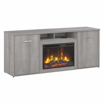 Picture of Bush Business Furniture 72inW Office Storage Cabinet With Doors And Electric Fireplace, Platinum Gray, Standard Delivery