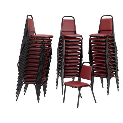 Picture of National Public Seating Standard Vinyl Padded Banquet Stack Chair, Burgundy/Black Pack Of 40