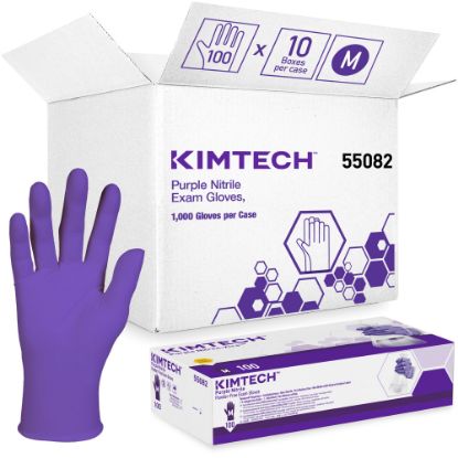 Picture of KIMTECH Nitrile Exam Gloves, Medium, Purple, 100 Gloves Per Box, Case Of 10 Boxes