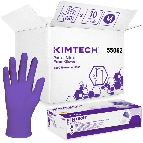 Picture of KIMTECH Nitrile Exam Gloves, Medium, Purple, 100 Gloves Per Box, Case Of 10 Boxes