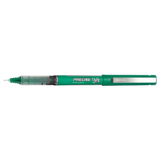 Picture of Pilot Precise V5 Rollerball Pens, Extra-Fine Point, Green Ink, Pack Of 12 Pens