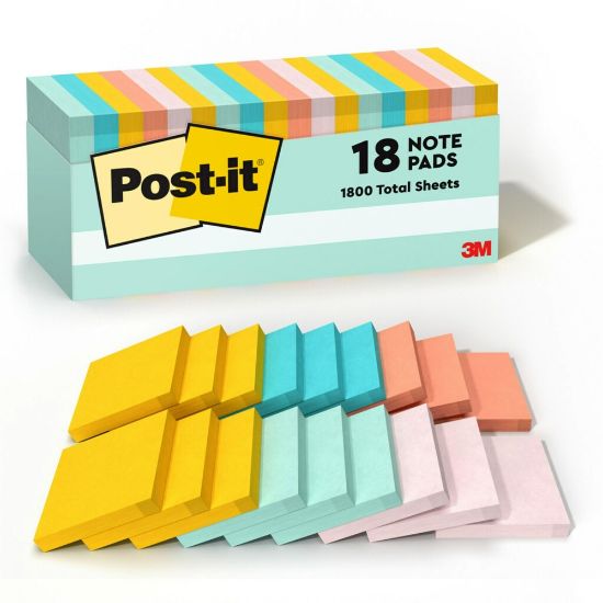 Picture of Post-it Notes, 3in x 3in, Beachside Cafe Collection, Pack Of 18 Pads