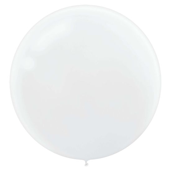 Picture of Amscan 24in Latex Balloons, Frosty White, 4 Balloons Per Pack, Set Of 3 Packs