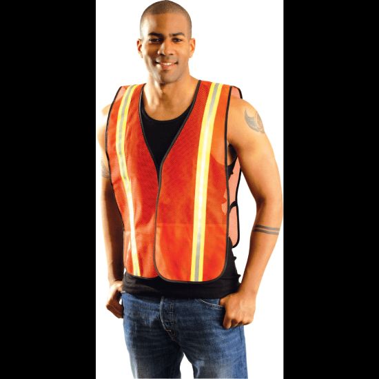 Picture of Non-ANSI Economy Mesh Vests with Silver Reflective Tape, X-Large, Hi-Viz Yellow