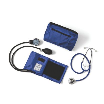 Picture of Medline Compli-Mates Dual-Head Aneroid Sphygmomanometer Combination Kit, Adult, Royal Blue