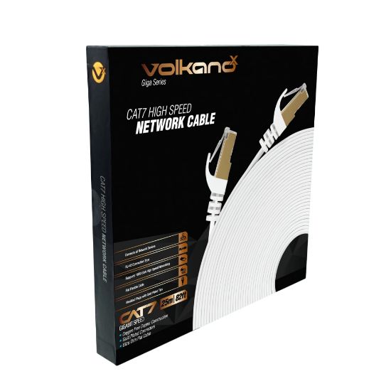 Picture of VolkanoX Giga Series Cat 7 High-Speed Gigabit Ethernet Cable, 82ft, White, VK-20067-WT