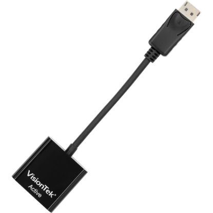 Picture of VisionTek DisplayPort to VGA Active Adapter (M/F) - DisplayPort/VGA Video Cable for Video Device, Projector, Monitor, TV, Dock, Digital Signage Display - First End: 1 x DisplayPort Digital Audio/Video - Male - Second End: 1 x 15-pin HD-15 - Female - Black