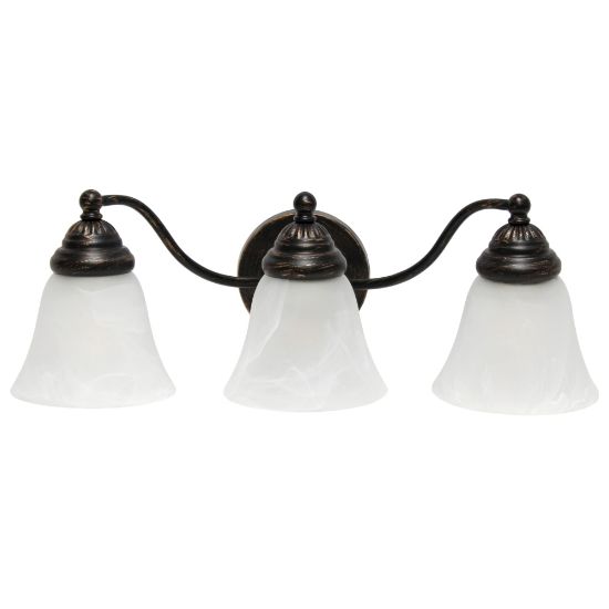 Picture of Lalia Home Essentix 3-Light Wall Mounted Curved Vanity Light Fixture, 7-1/2inW, Alabaster White/Oil Rubbed Bronze