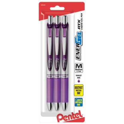 Picture of Pentel EnerGel Deluxe RTX Gel Pens, Medium Point, 0.7 mm, Assorted Barrels, Violet Ink, Pack Of 3