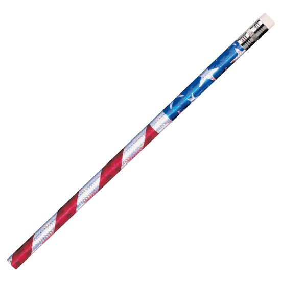 Picture of J.R. Moon Pencil Co. Pencils, 2.11 mm, #2 HB Lead, Stars And Stripes Glitz, Multicolor, Pack Of 144