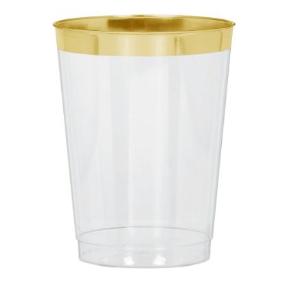 Picture of Amscan Premium Plastic Tumblers, 10 Oz, Clear/Gold, 20 Tumblers Per Pack, Case Of 2 Packs