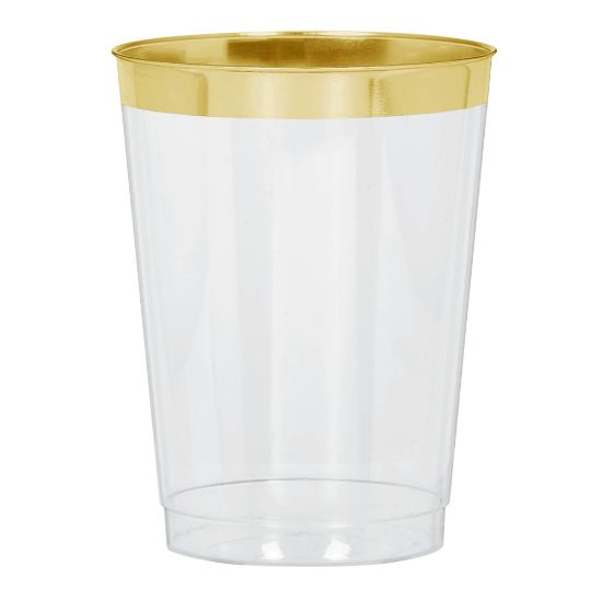 Picture of Amscan Premium Plastic Tumblers, 10 Oz, Clear/Gold, 20 Tumblers Per Pack, Case Of 2 Packs