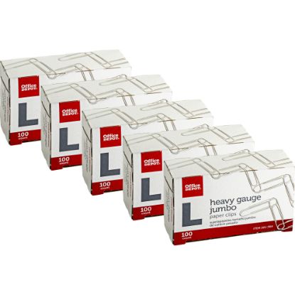 Picture of Office Depot Brand Paper Clips, 500 Total, Jumbo, Silver, 100 Per Box, Pack Of 5 Boxes