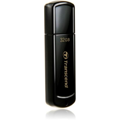 Picture of Transcend 32GB JetFlash 350 USB 2.0 Flash Drive - 32 GB - USB 2.0 - 15 MB/s Read Speed - 11 MB/s Write Speed - Black - 1 Each