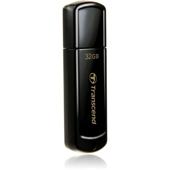 Picture of Transcend 32GB JetFlash 350 USB 2.0 Flash Drive - 32 GB - USB 2.0 - 15 MB/s Read Speed - 11 MB/s Write Speed - Black - 1 Each